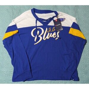 Fanatics St. Louis Blues Take the Shot Womens small Long Sleeve Lace Up V-Neck
